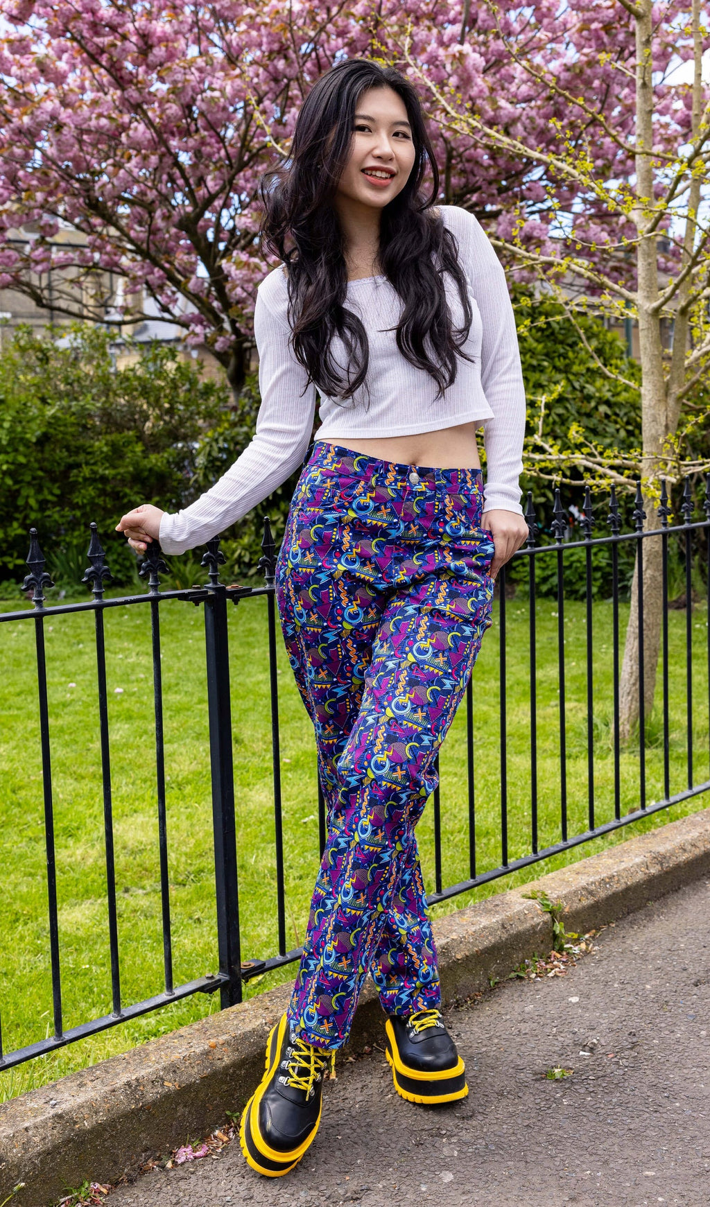 90's Arcade Print Straight Leg Jeans by Run and Fly