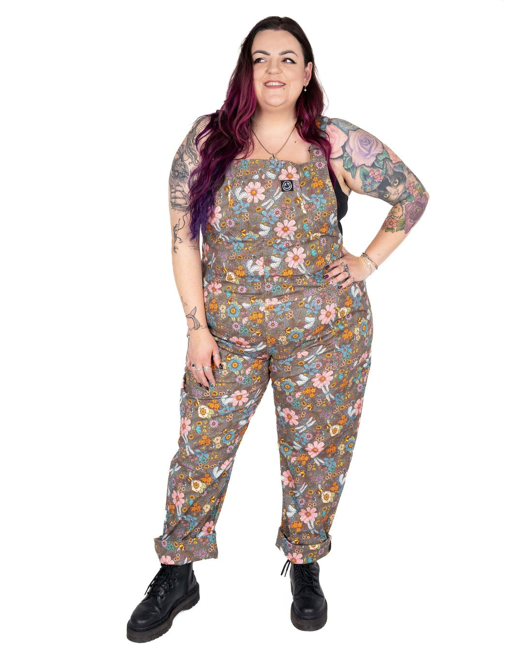 Cottagecore Floral Print Stretch Cotton Dungarees by Rebel Romance