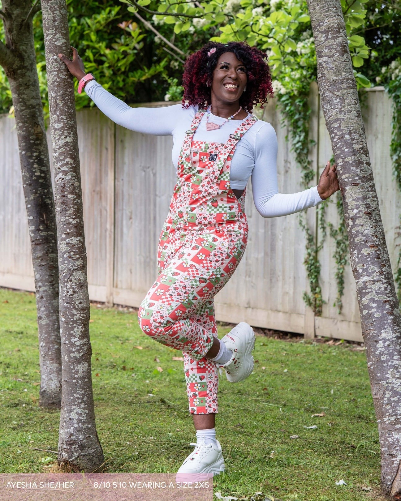 Strawberry Picnic Stretch Cotton Dungarees by Rebel Romance