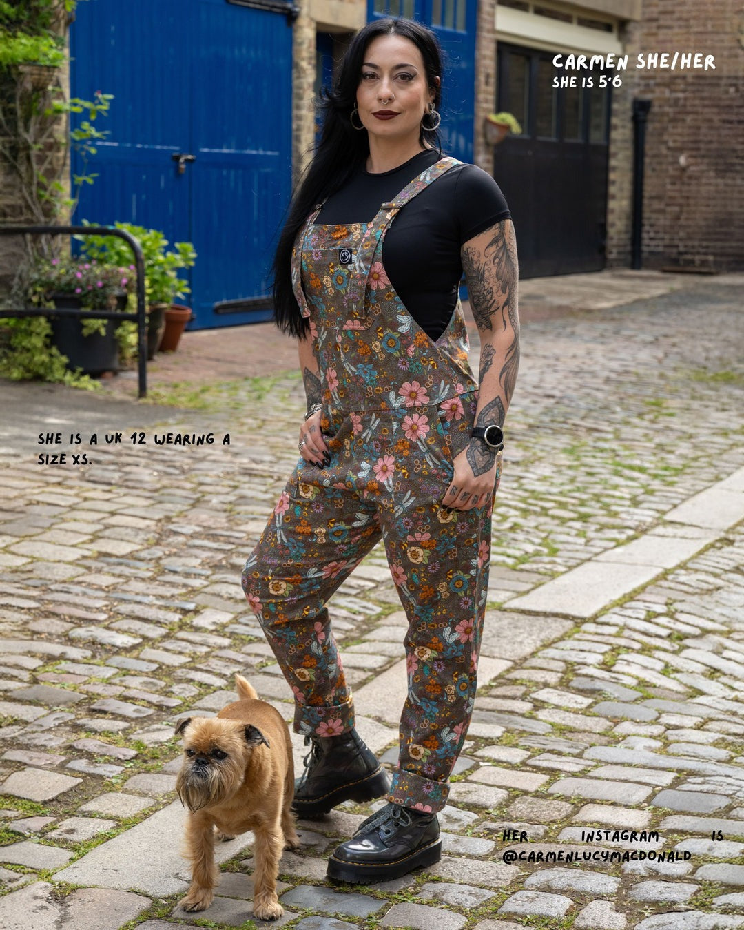 Cottagecore Floral Print Stretch Cotton Dungarees by Rebel Romance