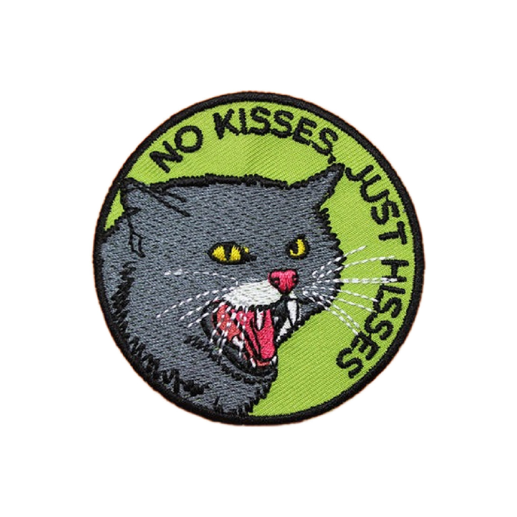 No Kisses Just Hisses Cat Iron On Patch