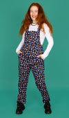 Run and Fly Over The Rainbow Print Stretch Twill Cotton Dungarees