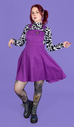 Run and Fly Purple Stretch Twill Flared Pinafore Dress
