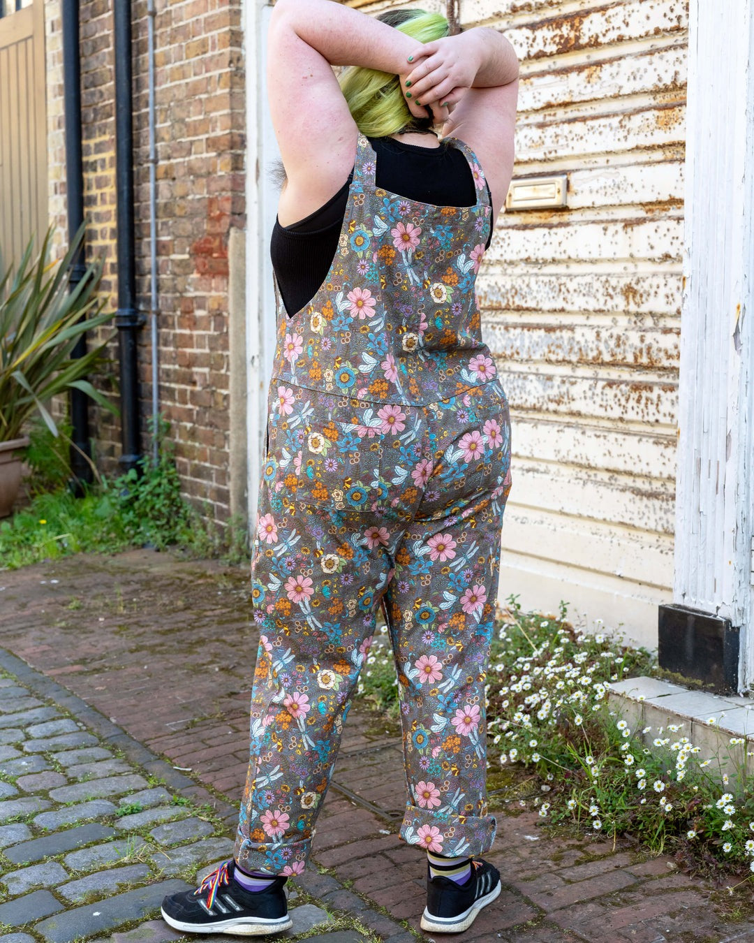 Cottagecore Floral Print Stretch Cotton Dungarees by Rebel Romance