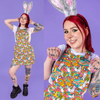 Some Bunny Loves You Print Dungaree Pinafore Dress