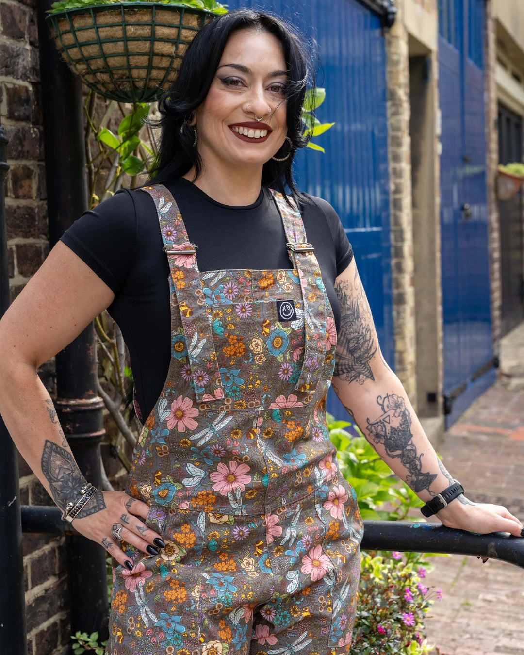 Cottagecore Floral Print Stretch Cotton Dungarees by Rebel Romance