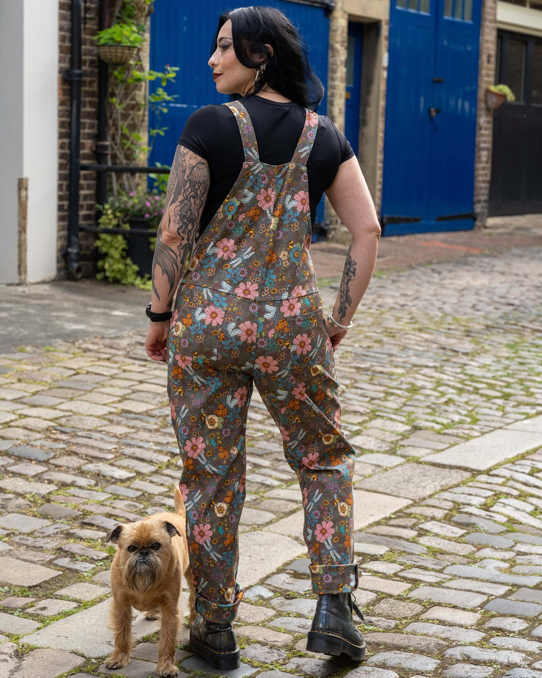 Cottagecore Floral Print Stretch Cotton Dungarees by Rebel Romance