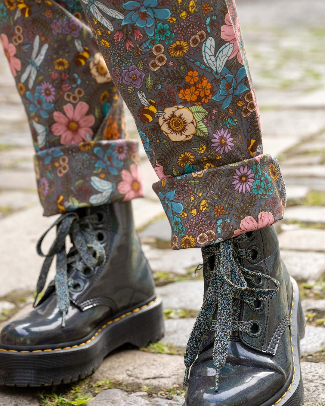 Cottagecore Floral Print Stretch Cotton Dungarees by Rebel Romance