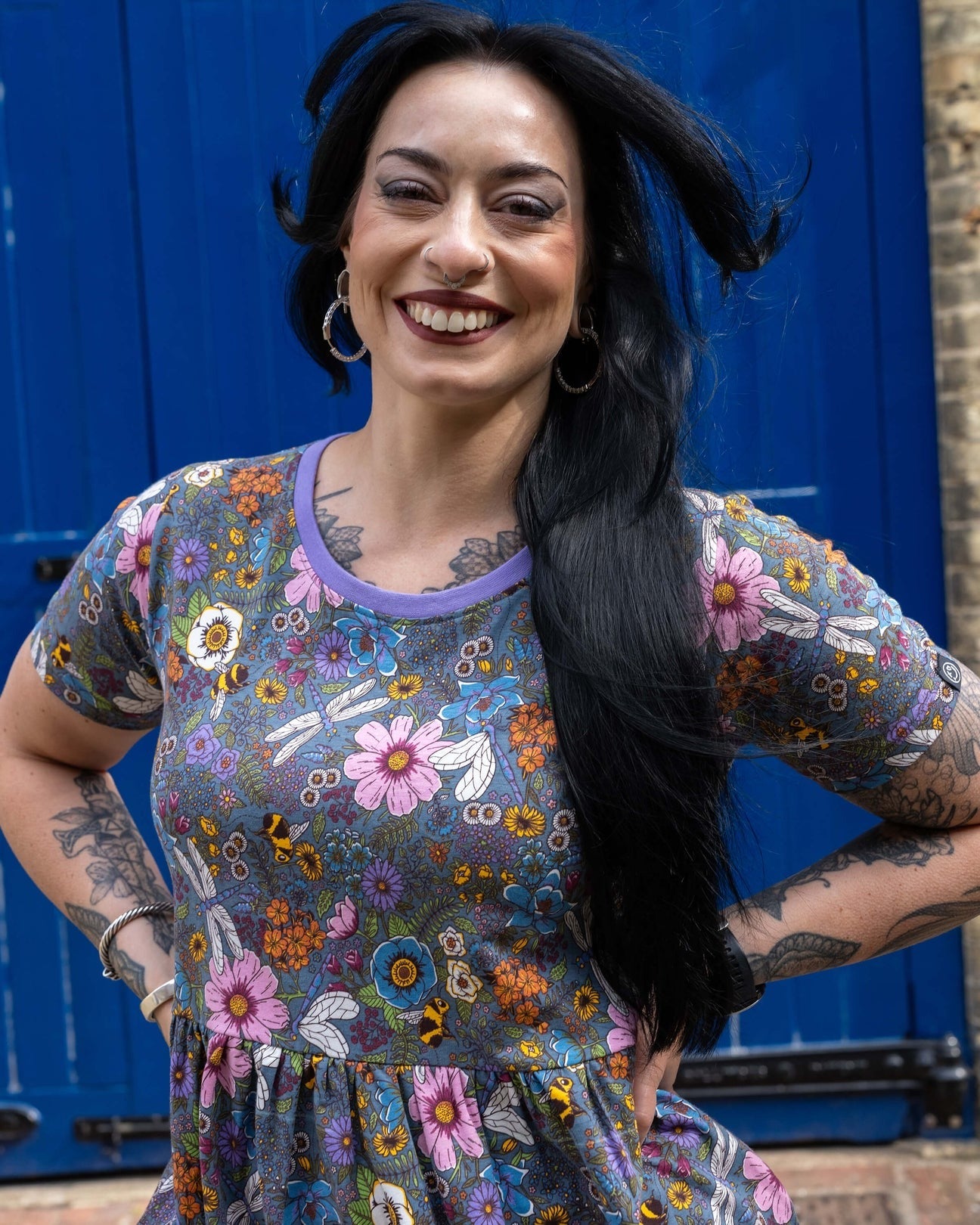 Cottagecore Floral Print Smock Dress with Pockets by Rebel Romance