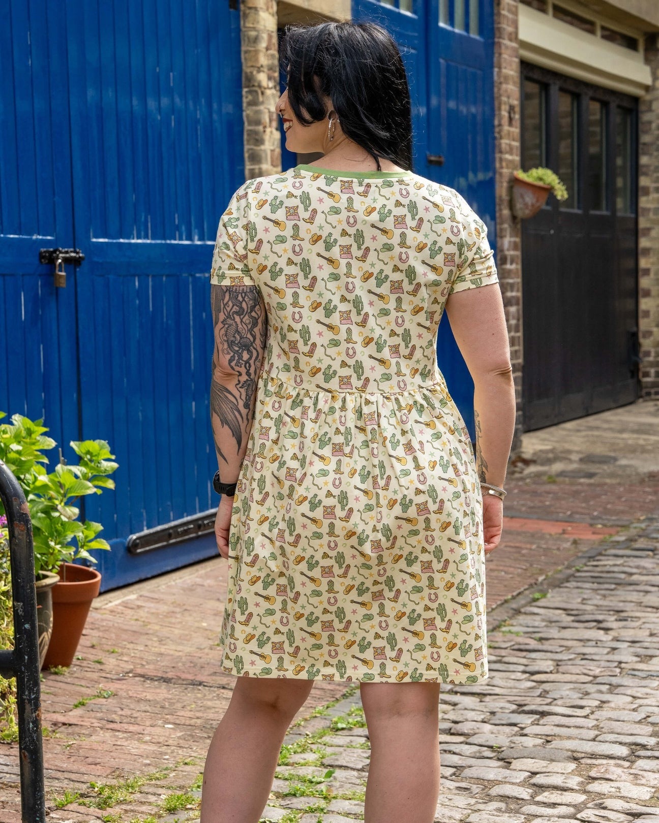 Cowboy Print Smock Dress with Pockets by Rebel Romance