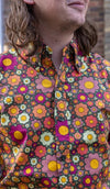 Groovy Retro Ditsy Floral Print Shirt by Run and Fly Long Sleeve