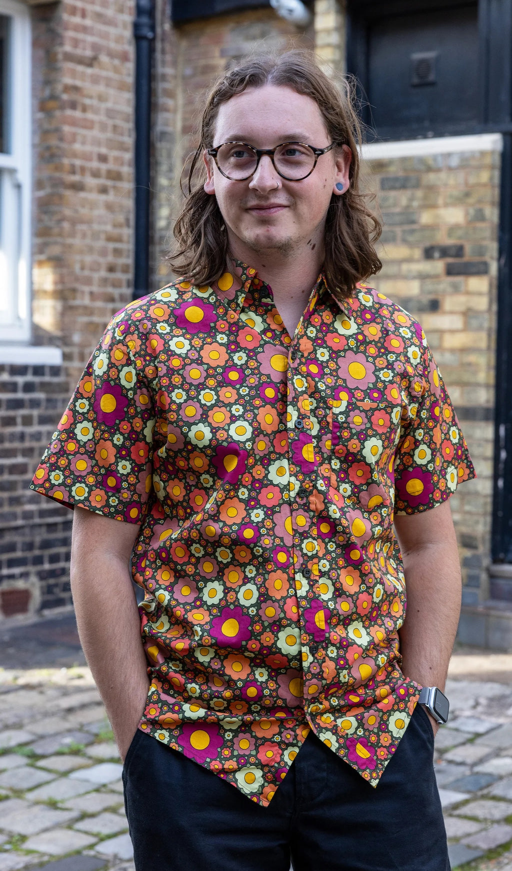 Groovy Retro Ditsy Floral Print Shirt by Run and Fly