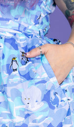 Winter Friends Penguin Print Cotton Tea Dress with Pockets by Run and Fly