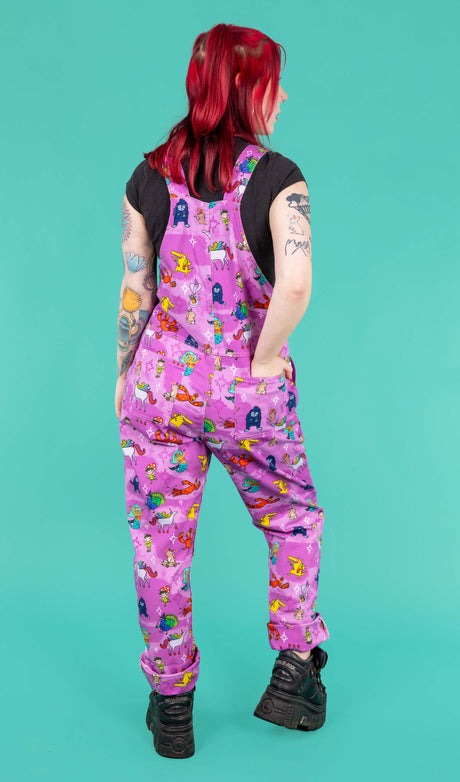 Run and Fly X Katie Abey Happiness Enchanters Print Stretch Twill Cotton Dungarees