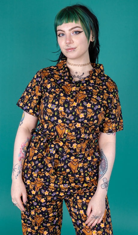 Run and Fly Highland Cow Print Jumpsuit - New Improved Fit