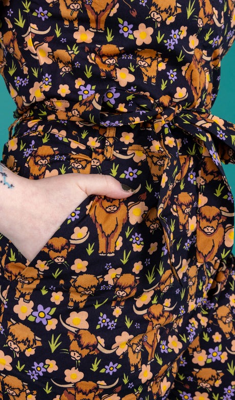 Run and Fly Highland Cow Print Jumpsuit - New Improved Fit