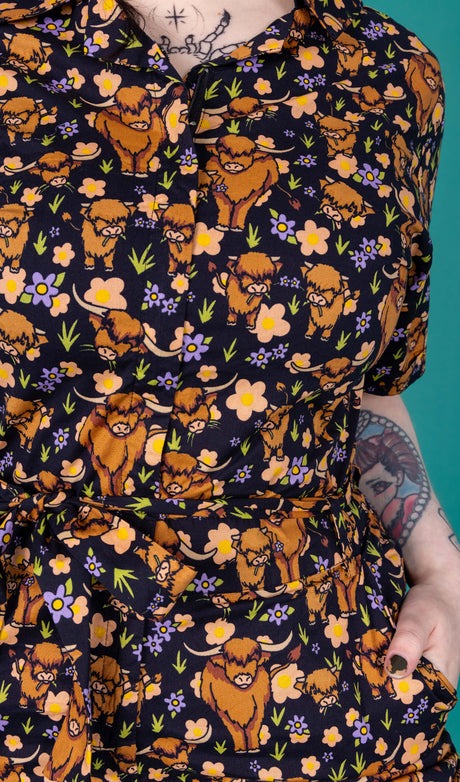 Run and Fly Highland Cow Print Jumpsuit - New Improved Fit