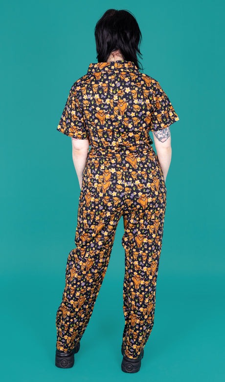 Run and Fly Highland Cow Print Jumpsuit - New Improved Fit