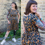Highland Cow Print Cotton Tea Dress with Pockets by Run and Fly