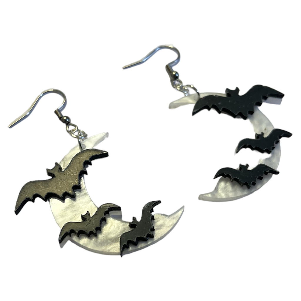 Bat and Moon Earrings