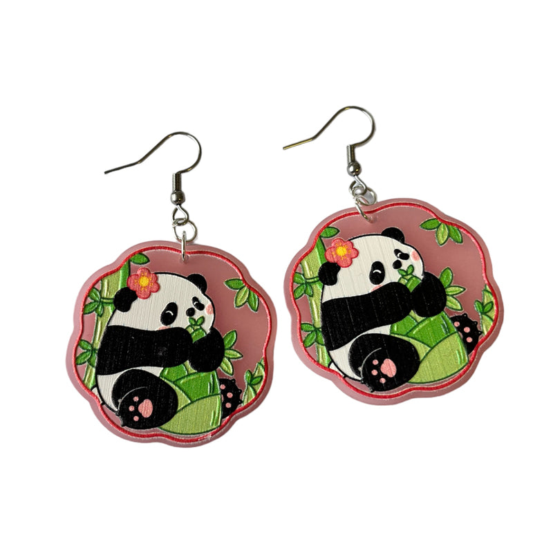 Pink Panda Earrings