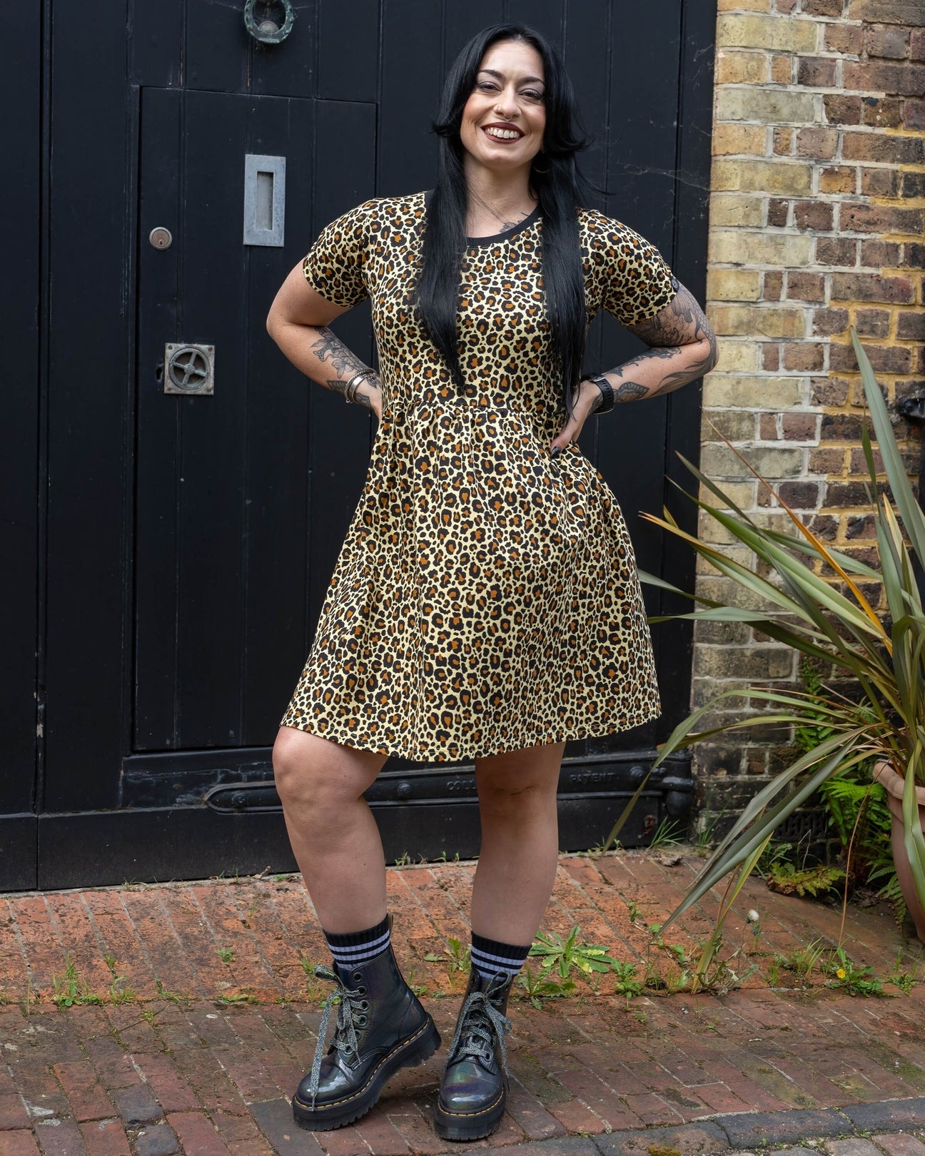 Leopard Print Smock Dress with Pockets by Rebel Romance