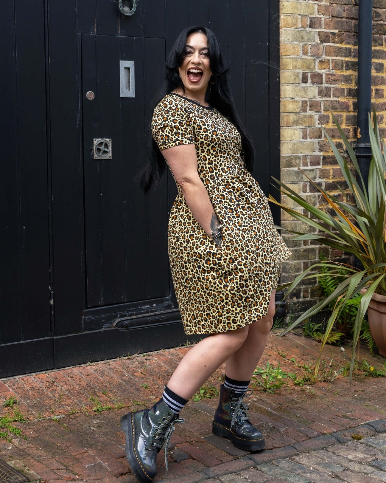 Leopard Print Smock Dress with Pockets by Rebel Romance