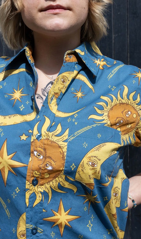 Sun and Moon Print Shirt by Run and Fly