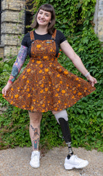 Run and Fly Autumn Pumpkin Print Flared Pinafore Dress