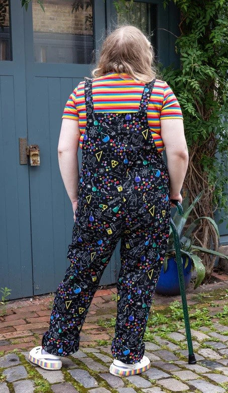 Science Print Stretch Twill Cotton Dungarees by Run and Fly