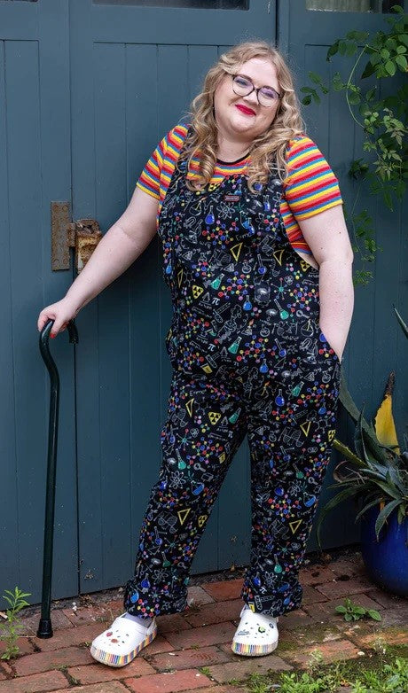 Science Print Stretch Twill Cotton Dungarees by Run and Fly