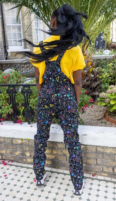 Science Print Stretch Twill Cotton Dungarees by Run and Fly