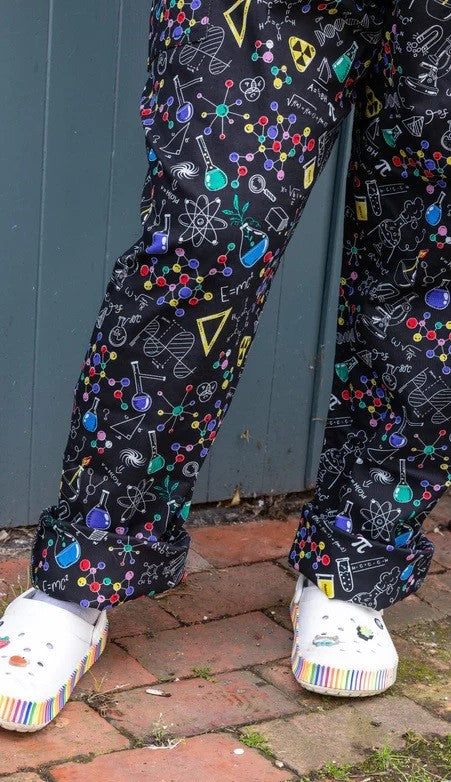 Science Print Stretch Twill Cotton Dungarees by Run and Fly