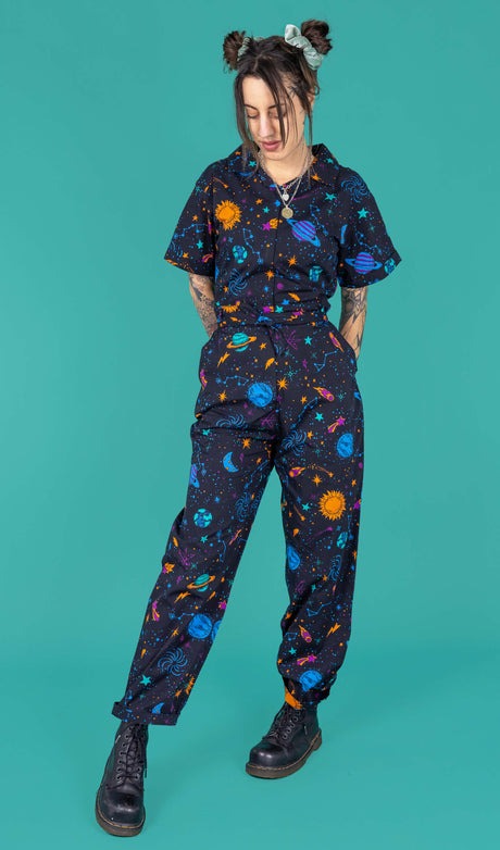 Run and Fly Cosmic Space Print Jumpsuit