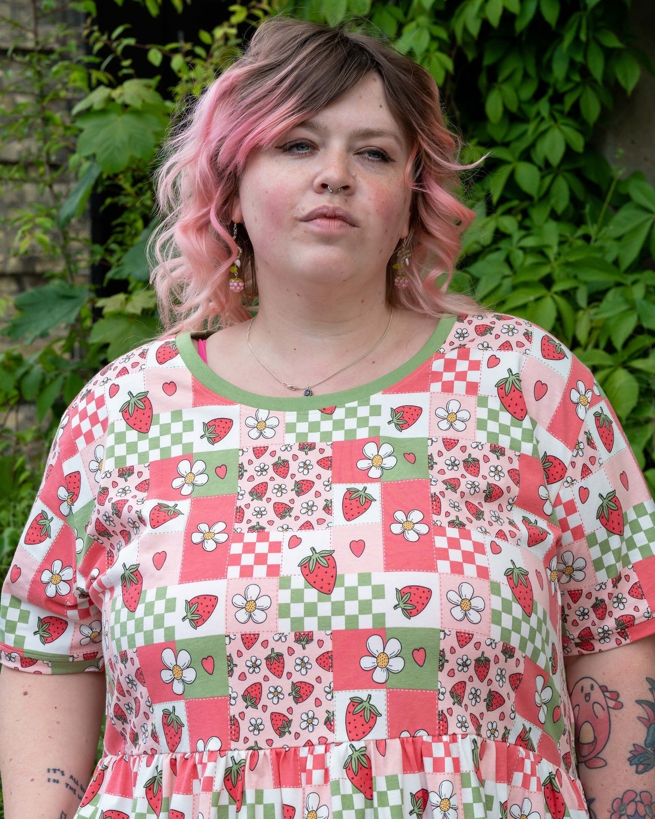 Strawberry Picnic Smock Dress with Pockets by Rebel Romance