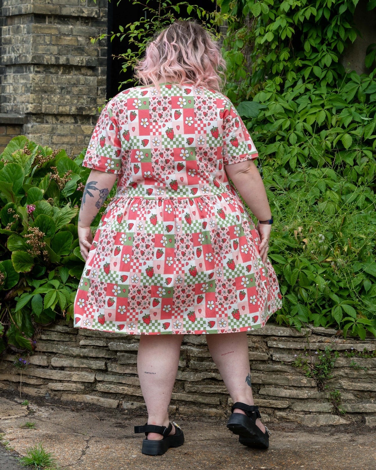 Strawberry Picnic Smock Dress with Pockets by Rebel Romance