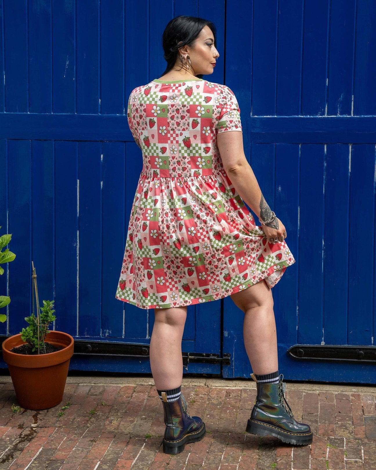 Strawberry Picnic Smock Dress with Pockets by Rebel Romance