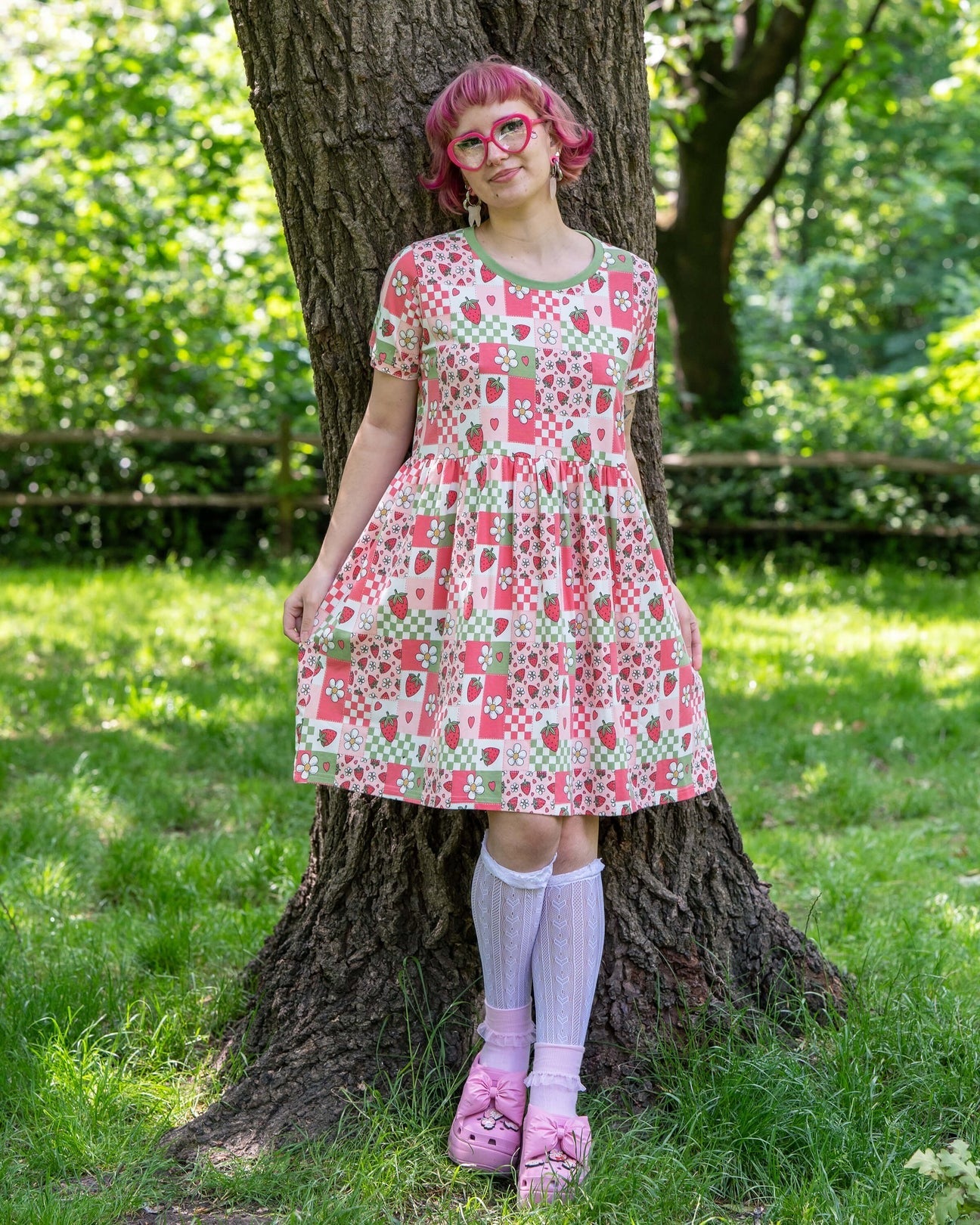 Strawberry Picnic Smock Dress with Pockets by Rebel Romance