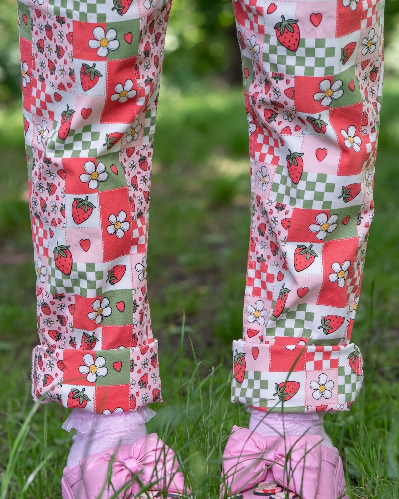 Strawberry Picnic Stretch Cotton Dungarees by Rebel Romance