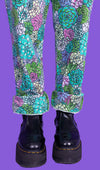 Run and Fly Succulents Print Stretch Twill Cotton Dungarees