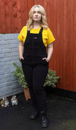 Black Stretch Corduroy Dungarees by Run and Fly