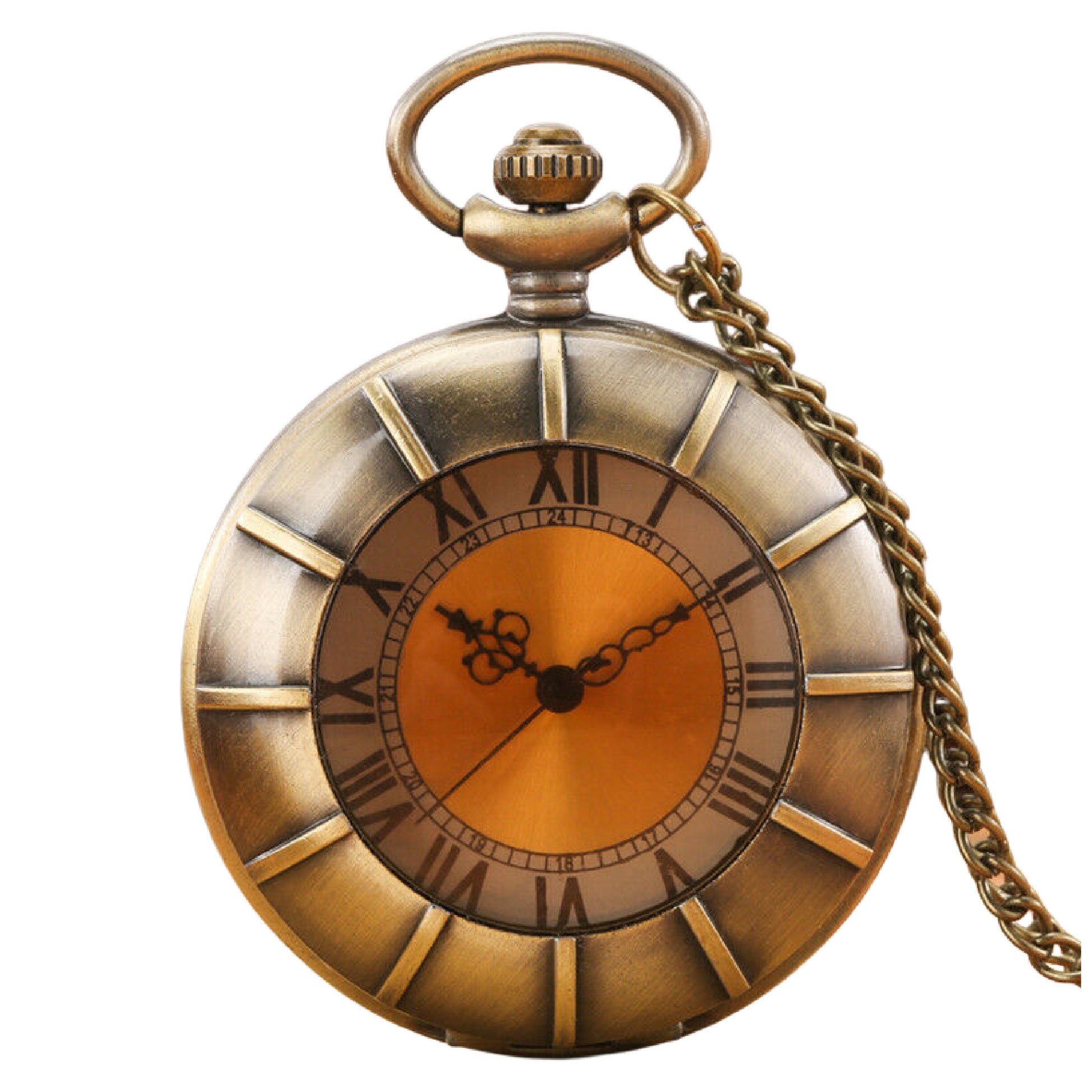 Bronze Half Hunter Quartz Pocket Watch