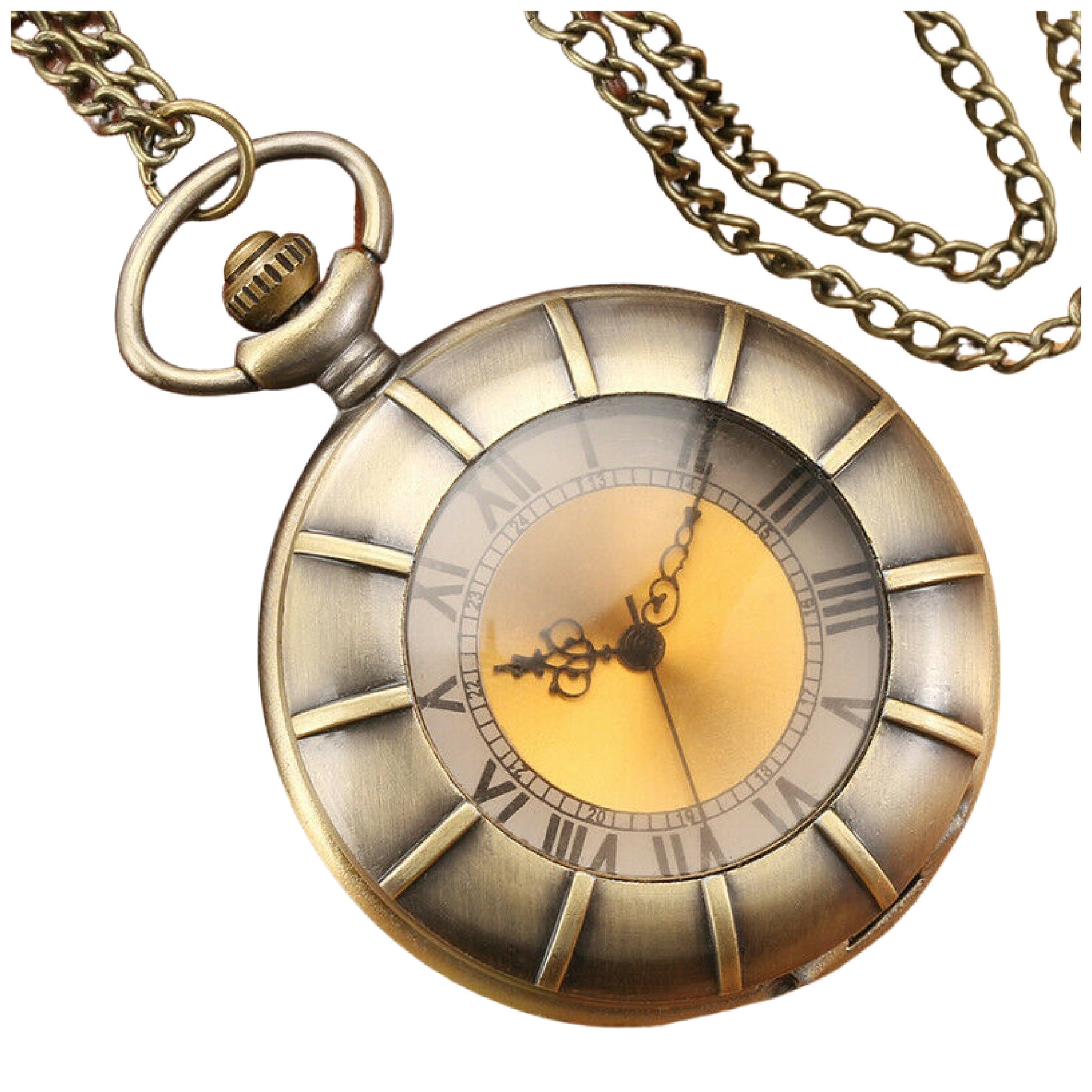 Bronze Half Hunter Quartz Pocket Watch