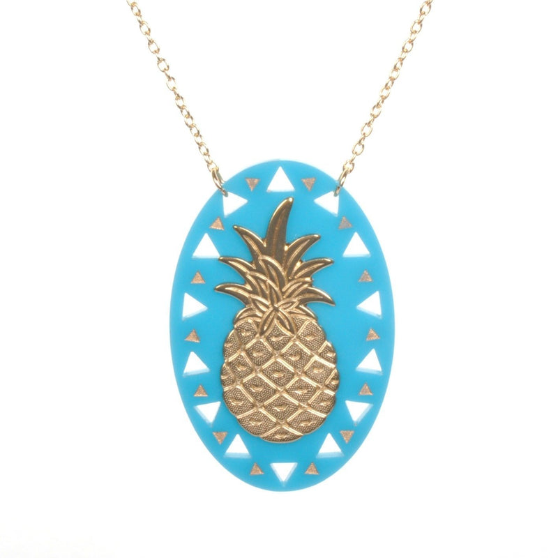 Acrylic Brass Pineapple Necklace by Love Boutique - Minimum Mouse