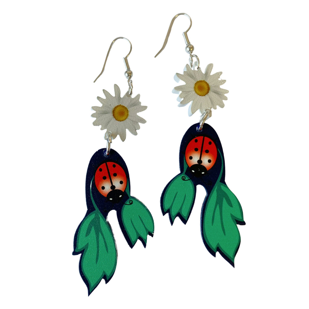 Acrylic Ladybird Earrings by Love Boutique - Minimum Mouse