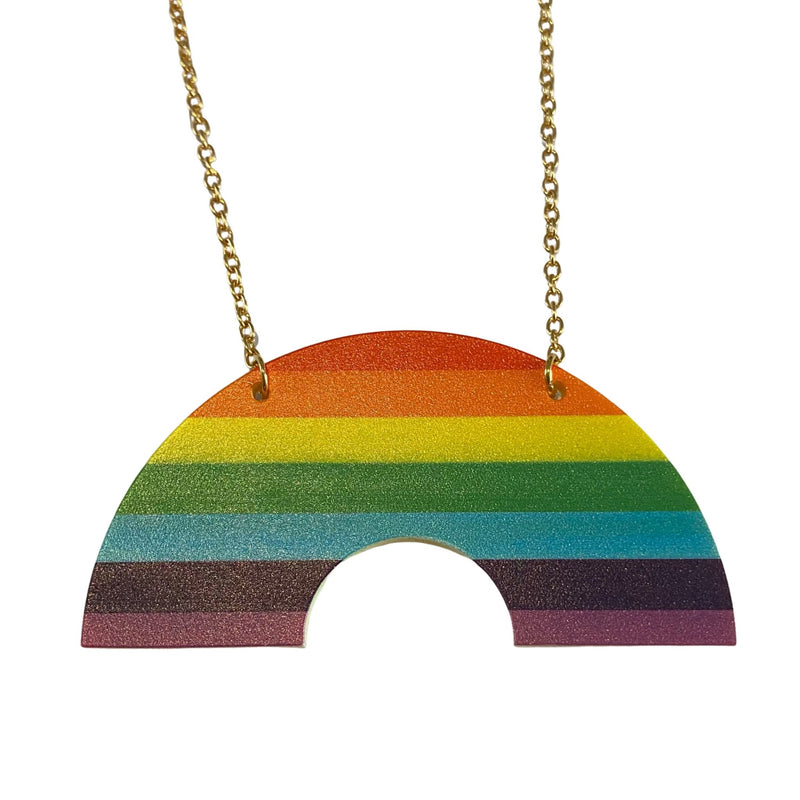 Acrylic Rainbow Stripe Necklace by Love Boutique - Minimum Mouse