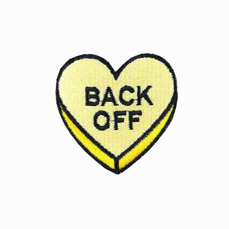 Back Off Love Heart Iron On Patch - Minimum Mouse