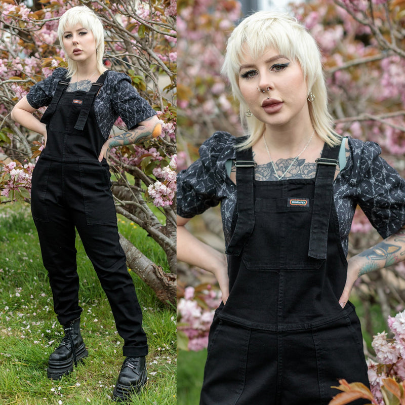 Black Stretch Denim Dungarees by Run and Fly - Minimum Mouse