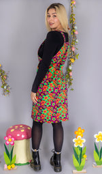 70's Bright Floral Longer Length Pinafore Dress