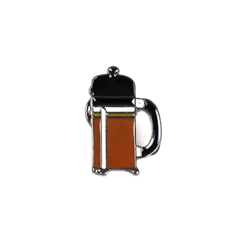 Cafetiere Coffee Pot Enamel Lapel Pin Badge - Minimum Mouse